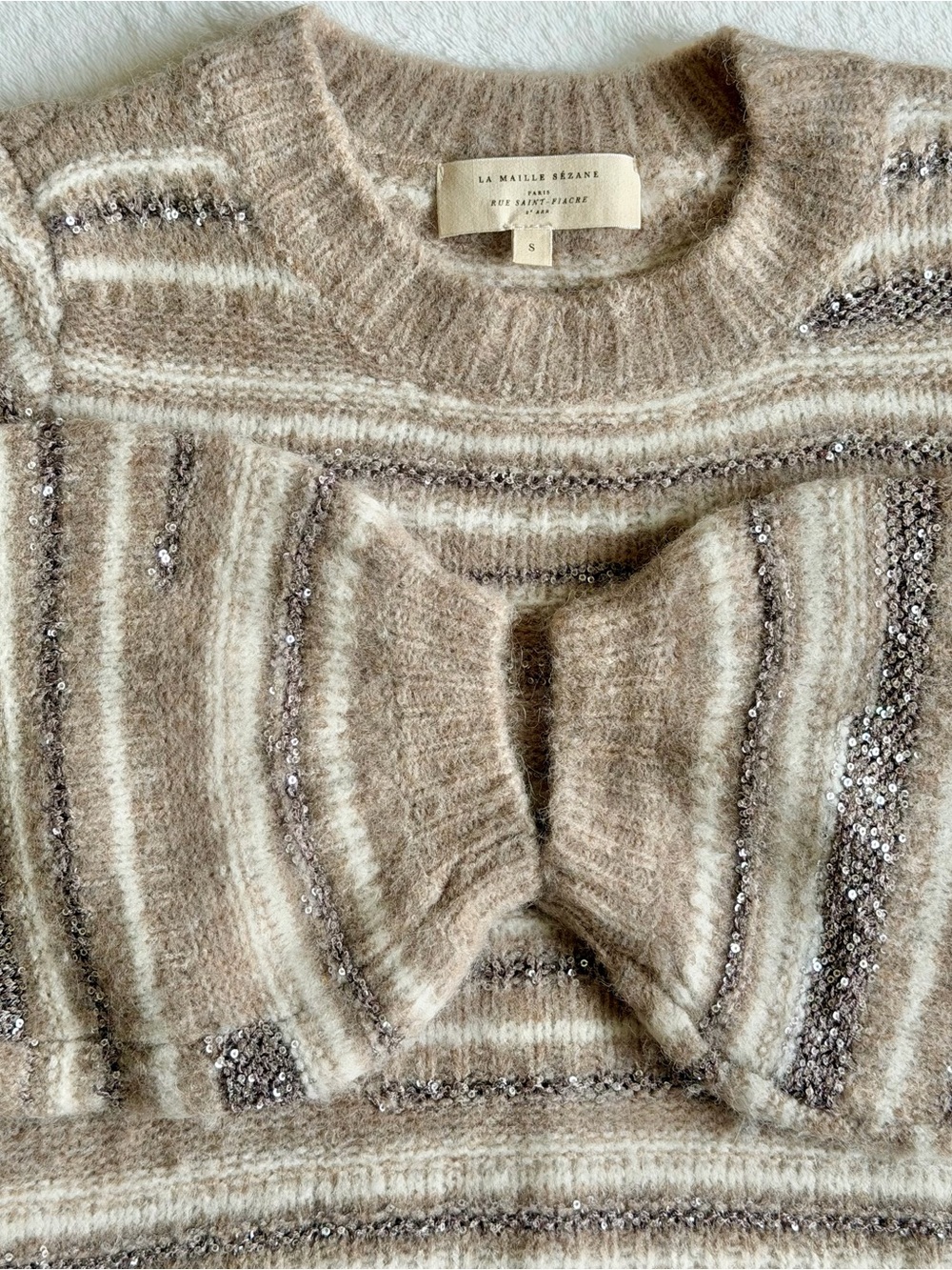 SEZANE ✨Hanane Sweater - Beige
Mottled Stripes Merino Wool - Picture 7 of 8